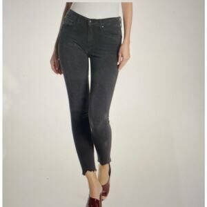 Joes Jeans Black High Rise Raw Hem Skinny Ankle Denim Stretch Jeans Size 28
